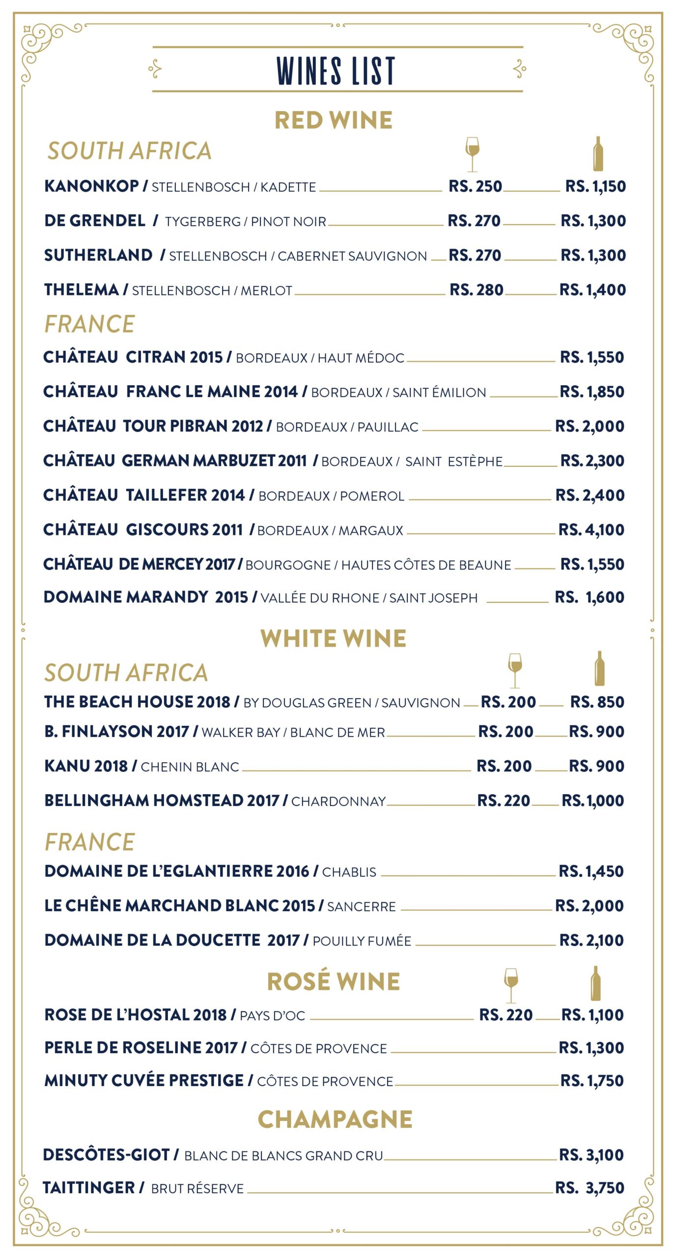 2015 wine list